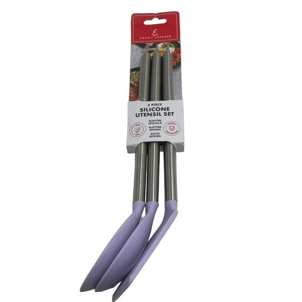 Emeril Lagasse 3 Piece Silicone Utensil Set EL1172-LLCSIL Lavender Non-Stick
